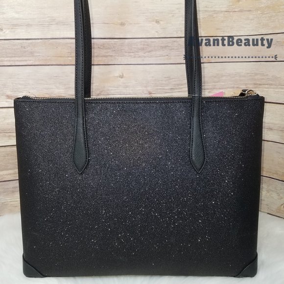 Kate Spade Joeley Lola Shimmy Glitter Top Zip Tote Shoulder Bag Black - Picture 11 of 12